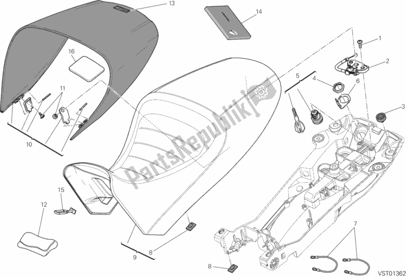 Todas as partes de Assento do Ducati Diavel FL USA 1200 2017